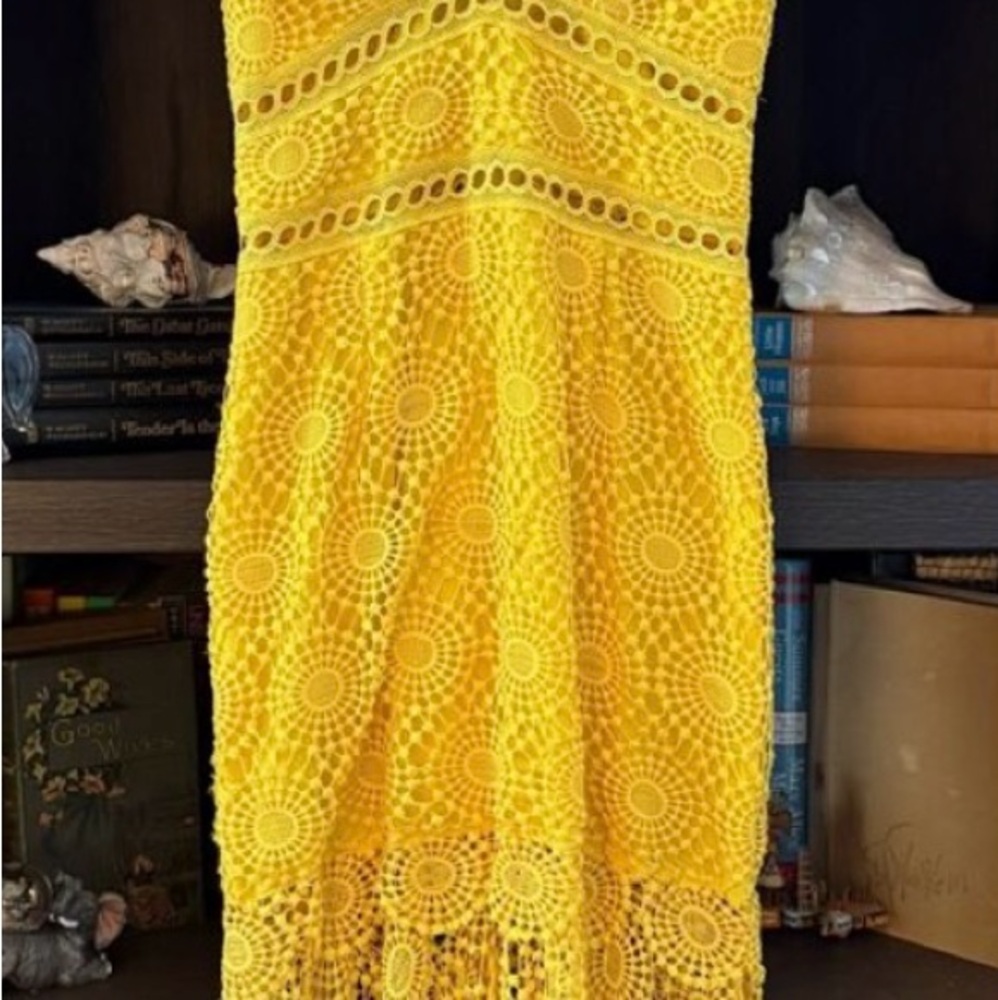 Saylor x Revolve Yellow Leilani Lace Midi Dress Size XS - Picture 5 of 8